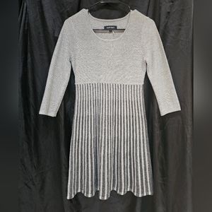 Black and Grey Long-Sleeved Dress